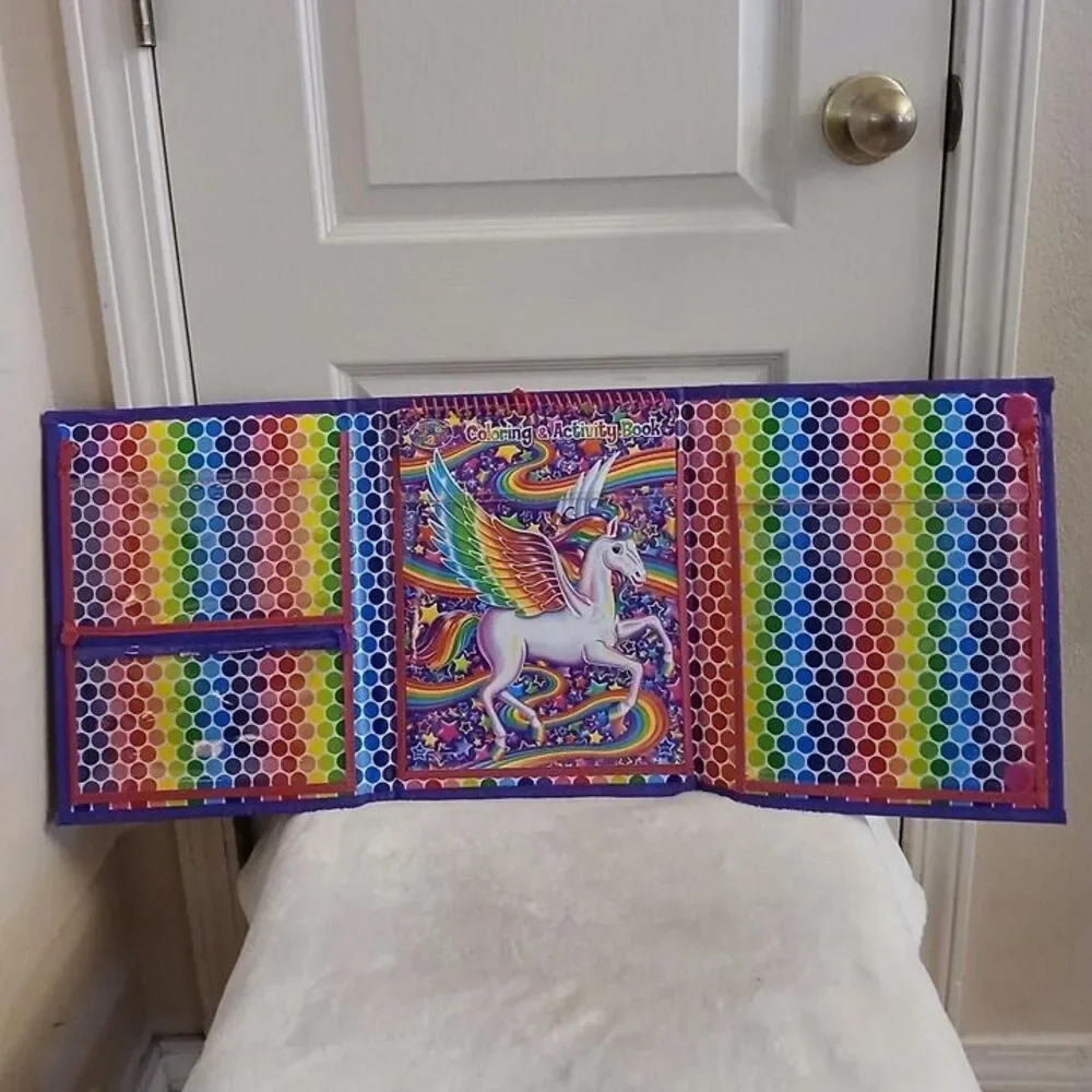 Lisa Frank 90s style Tikanni trifold portfolio with handles & activity book